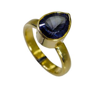 hot Blue Mystic Quartz Copper Blue Ring gemstones L-1in US 5,6,7,8