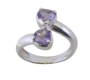 statuesque Amethyst 925 Sterling Silver Purple Ring handmade  L-1in US 5,6,7,8
