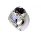 resplendent Amethyst Silver Purple Ring Designer L-1in US 5,6,7,8