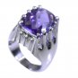 ideal Amethyst Silver Purple Ring Designer L-1in US 5,6,7,8