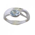 fine Blue Topaz 925 Sterling Silver Blue Ring gemstone L-1in US 5,6,7,8 Sz 7.5