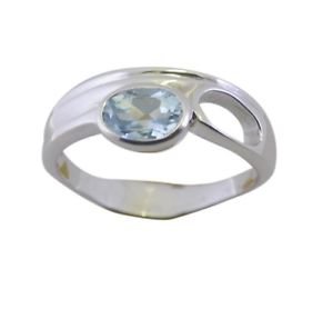 fine Blue Topaz 925 Sterling Silver Blue Ring gemstone L-1in US 5,6,7,8 Sz 7.5