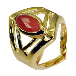 graceful Red onyx Copper Red Ring gemstone L-1in US 5,6,7,8