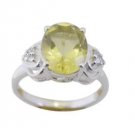 fine-looking Lemon Quartz 925 Sterling Silver Yellow Ring handcrafted L-1in US 5