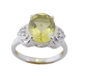 fine-looking Lemon Quartz 925 Sterling Silver Yellow Ring handcrafted L-1in US 5