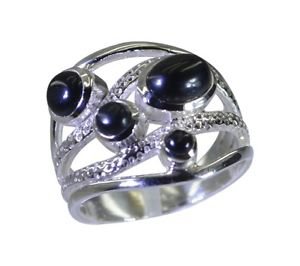 splendid Black Oynx 925 sterling silver Black Ring jaipur L-1.2in US 5,6,7,8