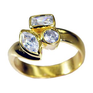 fair White CZ Copper White Ring indian L-1in US 5,6,7,8