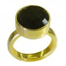 symmetrical Black Onyx Gold Plated Black Ring jewelry L-1in US 5,6,7,8