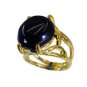 symmetrical Black Onyx Gold Plated Black Ring jewelry L-1in US 5,6,7,8