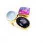 symmetrical Black Onyx Gold Plated Black Ring jewelry L-1in US 5,6,7,8