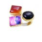 symmetrical Black Onyx Gold Plated Black Ring jewelry L-1in US 5,6,7,8