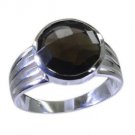 flashy Smoky Quartz  925 sterling silver Brown Ring Designer L-1.2in US 5,6,7,8