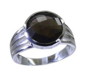 flashy Smoky Quartz  925 sterling silver Brown Ring Designer L-1.2in US 5,6,7,8