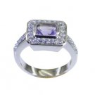 shapely Amethyst 925 Sterling Silver Purple Ring jewelry L-1in US 5,6,7,8