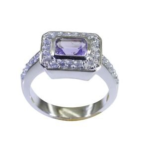 shapely Amethyst 925 Sterling Silver Purple Ring jewelry L-1in US 5,6,7,8