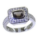 gorgeous Smoky Quartz  925 sterling silver Brown Ring jaipur L-1.2in US 5,6,7,8