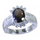 fair Smoky Quartz  925 sterling silver Brown Ring supplies L-1.2in US 5,6,7,8