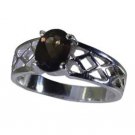 sightly Smoky Quartz  925 sterling silver Brown Ring suppiler L-1.2in US 5,6,7,8