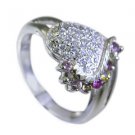pretty-pretty Tourmaline Silver Multi Ring jewelry L-1in US 5,6,7,8