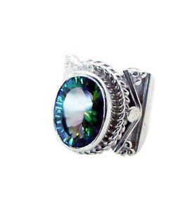 fascinating Mystic Quartz Silver Multi Ring gemstone L-1in US 5,6,7,8