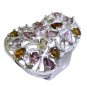 refined Tourmaline Silver Multi Ring supply L-1in US 5,6,7,8