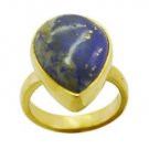 elegant Lapis Lazuli Gold Plated Blue Ring handcrafted L-1in US 5,6,7,8