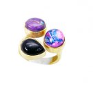 shapely Multi Black onyx Copper Multi Ring gemstone L-1in US 5,6,7,8