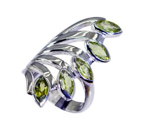 tempting Peridot 925 Sterling  Green Ring handmade  L-1in US 5,6,7,8
