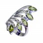 tempting Peridot 925 Sterling  Green Ring handmade  L-1in US 5,6,7,8