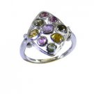 tempting Tourmaline 925 Sterling  Multi Ring jewellery L-1in US 5,6,7,8