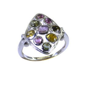 tempting Tourmaline 925 Sterling  Multi Ring jewellery L-1in US 5,6,7,8