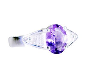 flamboyant Amethyst 925 Sterling  Purple Ring gemstone L-1in US 5,6,7,8
