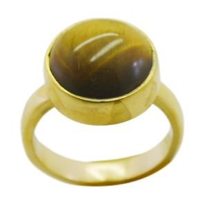 handsome Tiger Eye Gold Plated Brown Ring suppiler L-1in US 5,6,7,8