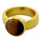 dollish Tiger Eye Gold Plated Brown Ring indian L-1in US 5,6,7,8