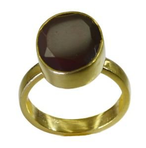 dainty Ruby CZ  Gold Plated Red Ring handmade  L-1in US 5,6,7,8