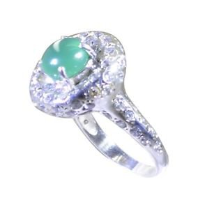 toothsome Green Onyx 925 Sterling Silver Green Ring Designer L-1in US 5,6,7,8