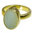 flashy Chalcedony  Gold Plated Blue Ring india  L-1in US 5,6,7,8