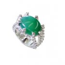 statuesque Green Onyx Silver Green Ring suppiler L-1in US 5,6,7,8