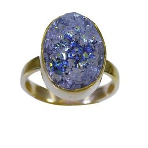 excellent Druzy Gold Plated multi Ring jewelry L-1in US 5,6,7,8