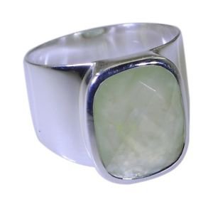 toothsome Prehnite 925 sterling silver Green Ring jewelry L-1.2in US 5,6,7,8
