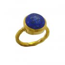 foxy Lapis Lazuli Gold Plated Blue Ring gemstones L-1in US 5,6,7,8