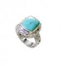 drop-dead Turquoise Silver Turquoise Ring exporter L-1in US 5,6,7,8
