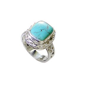 drop-dead Turquoise Silver Turquoise Ring exporter L-1in US 5,6,7,8