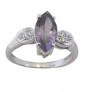 flawless Amethyst 925 Sterling Silver Purple Ring handcrafted L-1in US 5,6,7,8