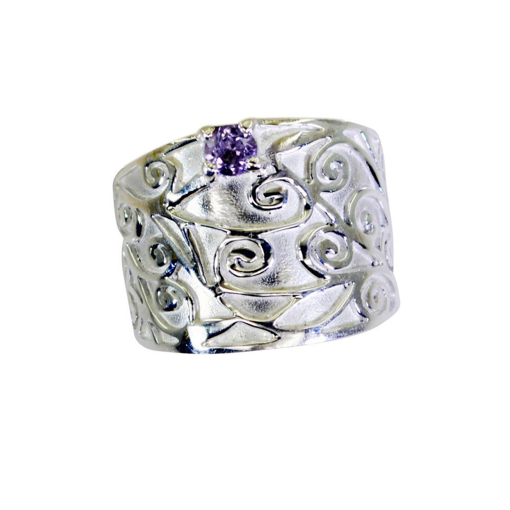 seductive Amethyst Silver Purple Ring handmade  L-1in US 5,6,7,8