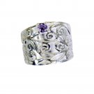 seductive Amethyst Silver Purple Ring handmade  L-1in US 5,6,7,8