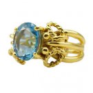 exquisite Blue Topaz CZ Copper Blue Ring gemstones L-1in US 5,6,7,8