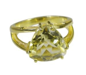 well-favored Lemon Quartz 925 Sterling Silver Yellow Ring wholesale L-1in US 5,6