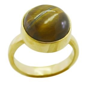 gorgeous Tiger Eye Gold Plated Brown Ring india  L-1in US 5,6,7,8