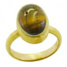 hunky Tiger Eye Gold Plated Brown Ring Designer L-1in US 5,6,7,8